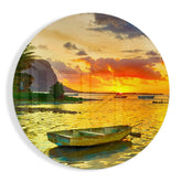 Lonely Kayak Glass Wall Art.